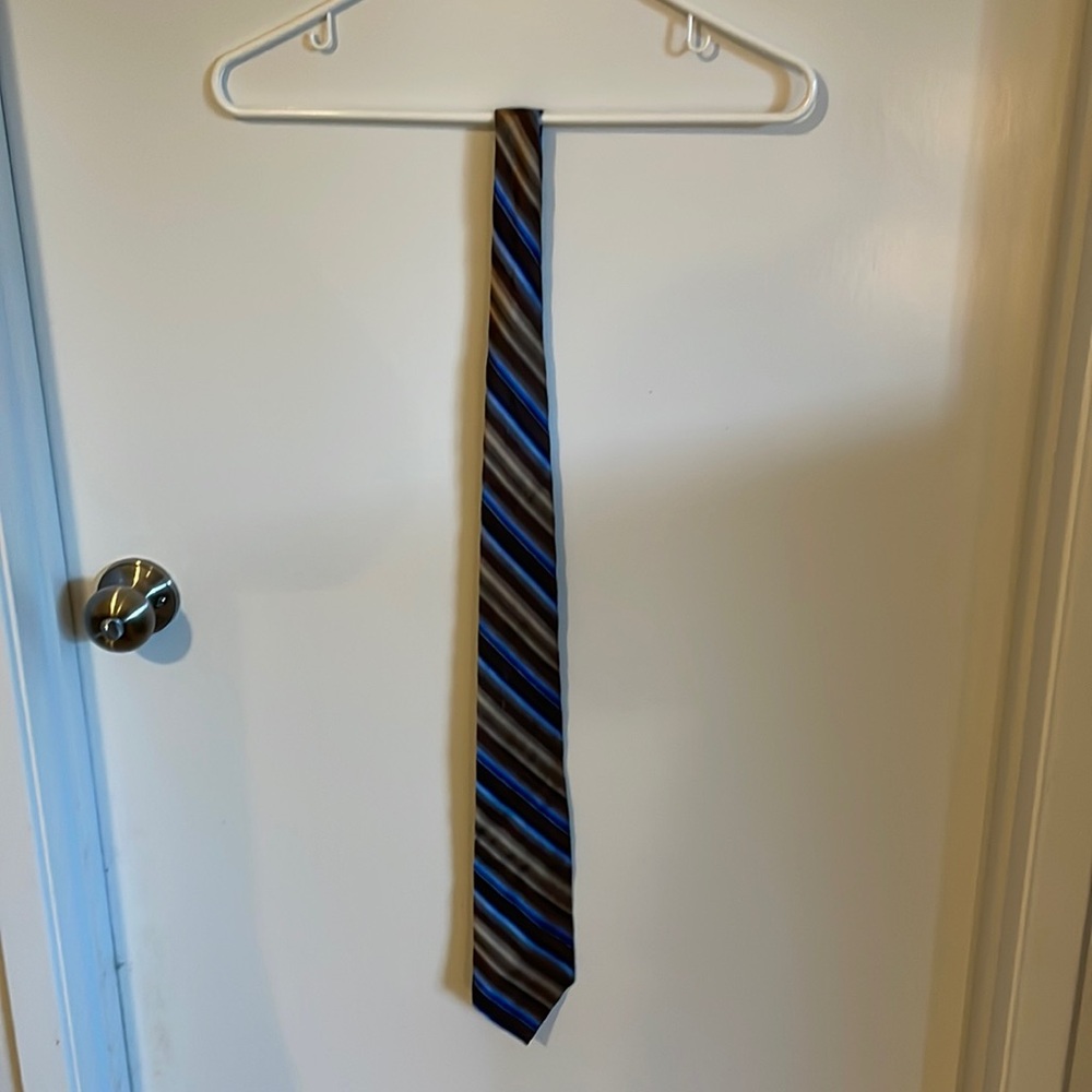 Brown and blue striped tie
